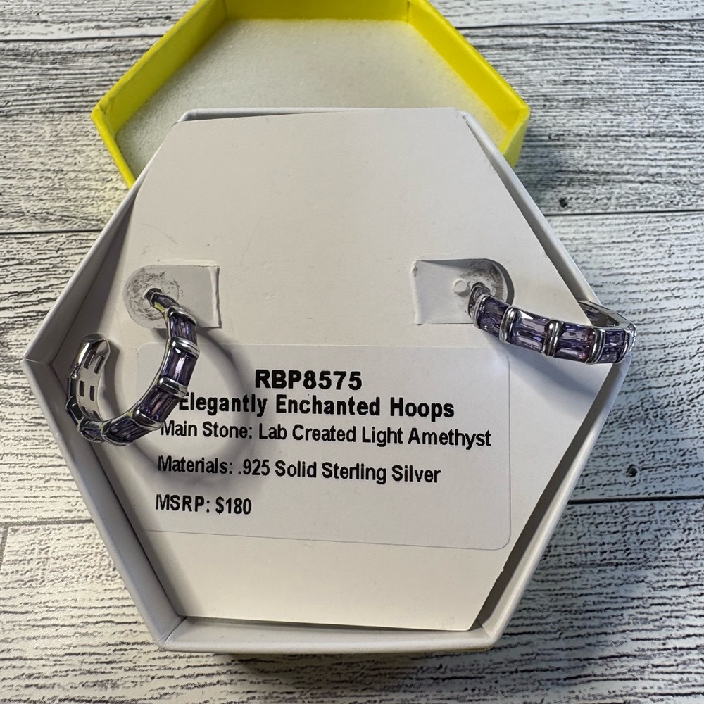 Sterling Silver Amethyst Hoop Earrings